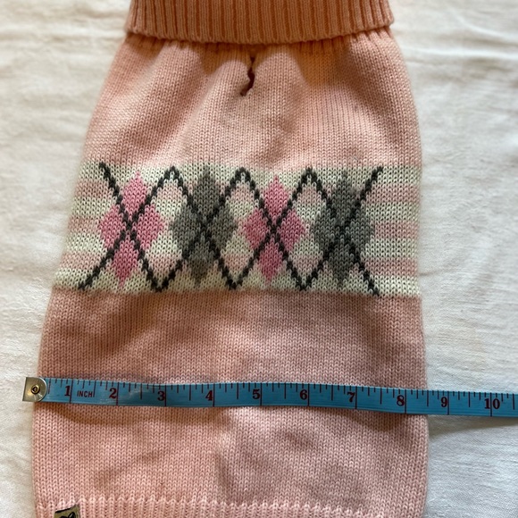 Pet cowl neck sweater pink and white for small to medium dog - Picture 2 of 4